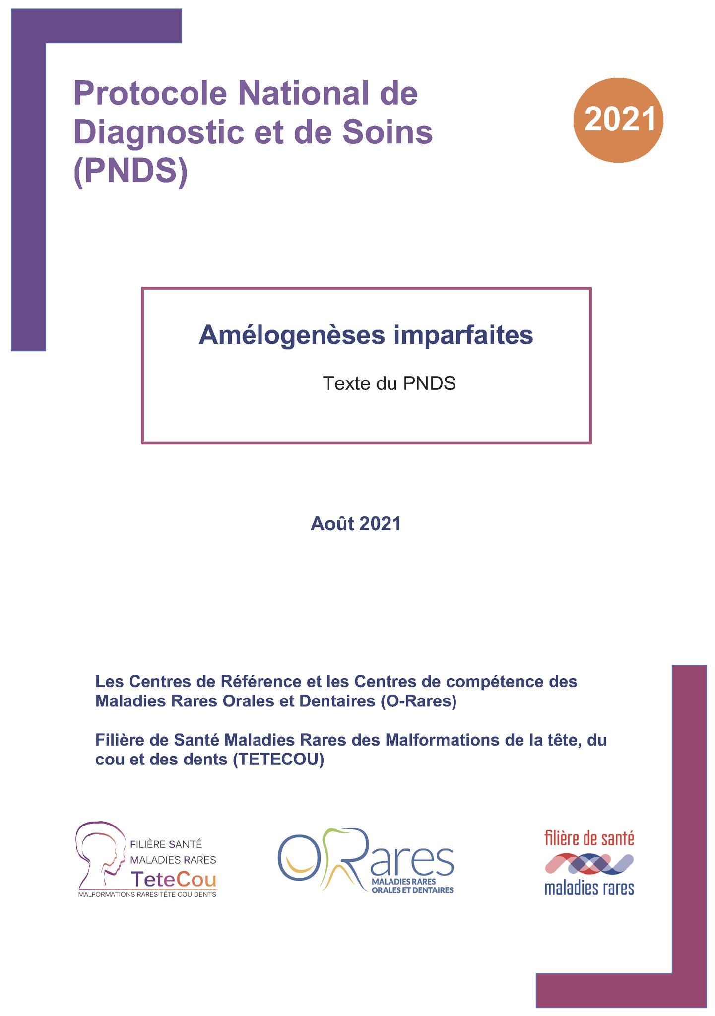 Image PNDS Amélogenèses Imparfaites Couverture