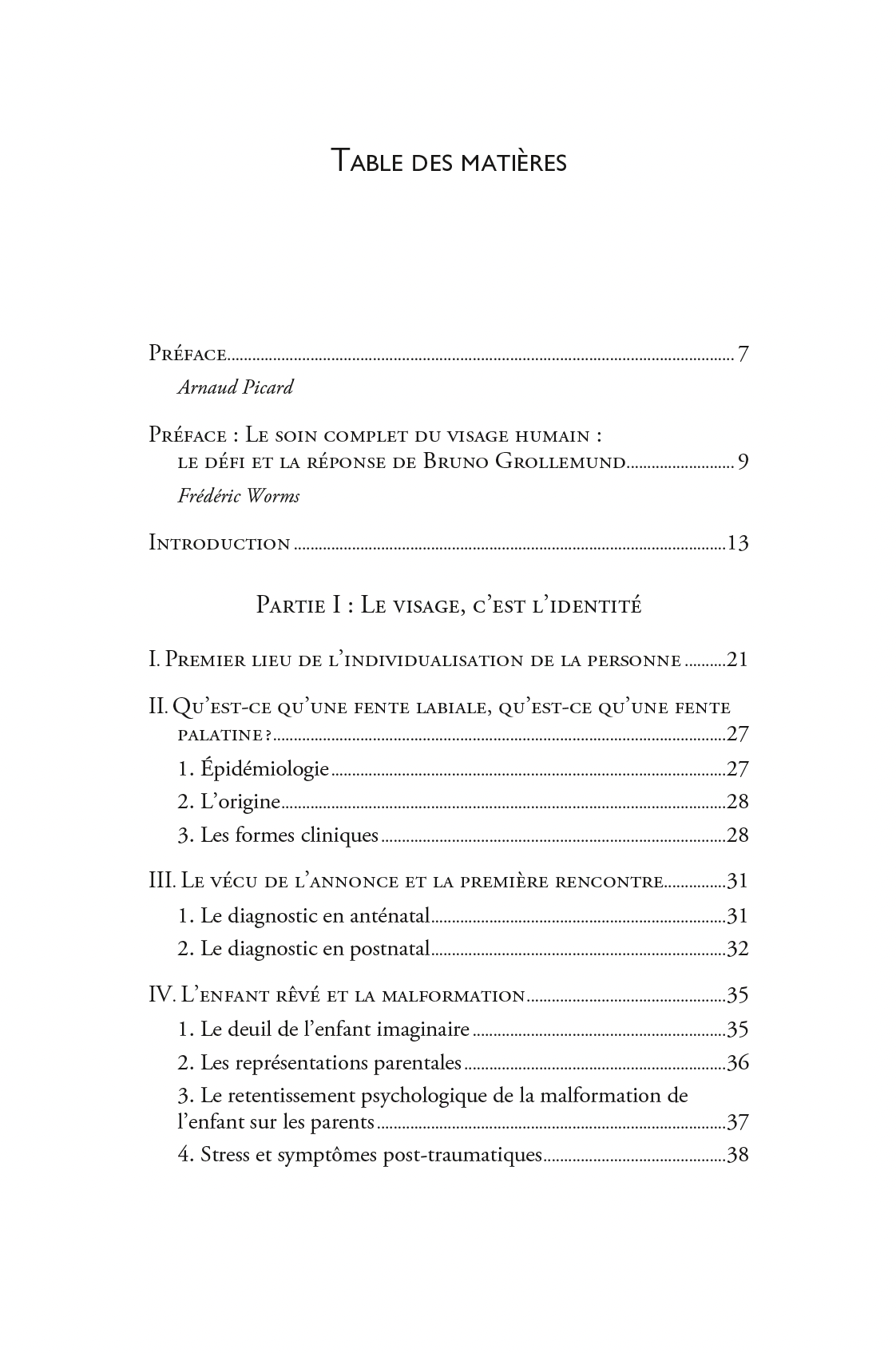 Image table matieres p201 livre le visage fendu