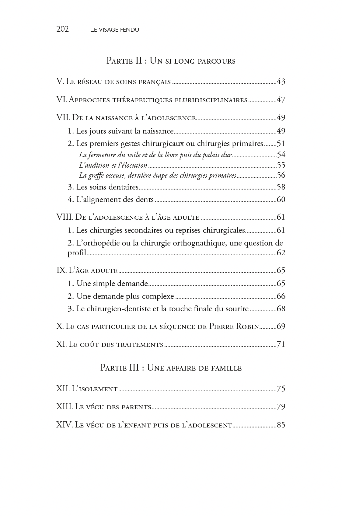 Image table matieres p202 livre le visage fendu